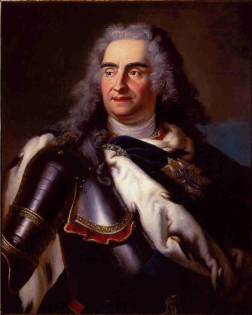 Augustus II the Strong, painted by Louis de Silvestre before 1720. Historical portrait reproduced through Wikimedia Commons.