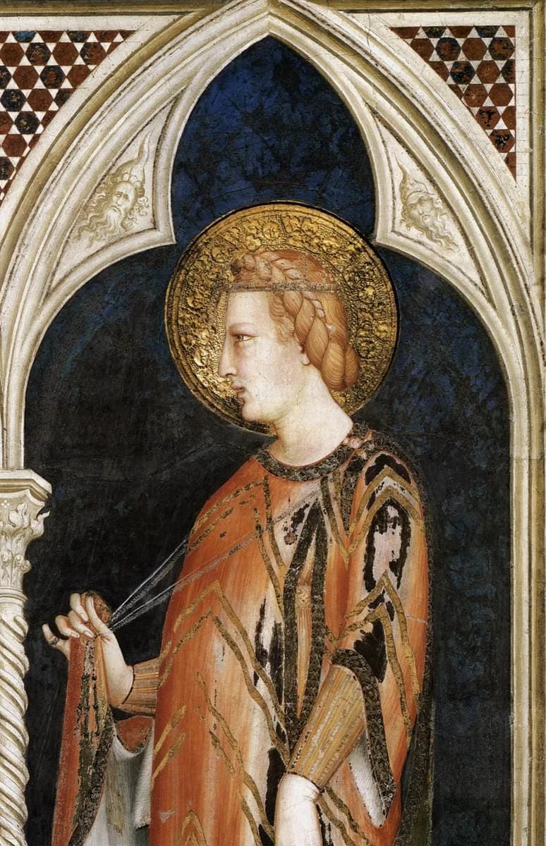 Elisabeth of Hungary, detail of a fresco by Simone Martini in the San Martino Chapel, Assisi. A later devotional image, not a lifetime portrait.