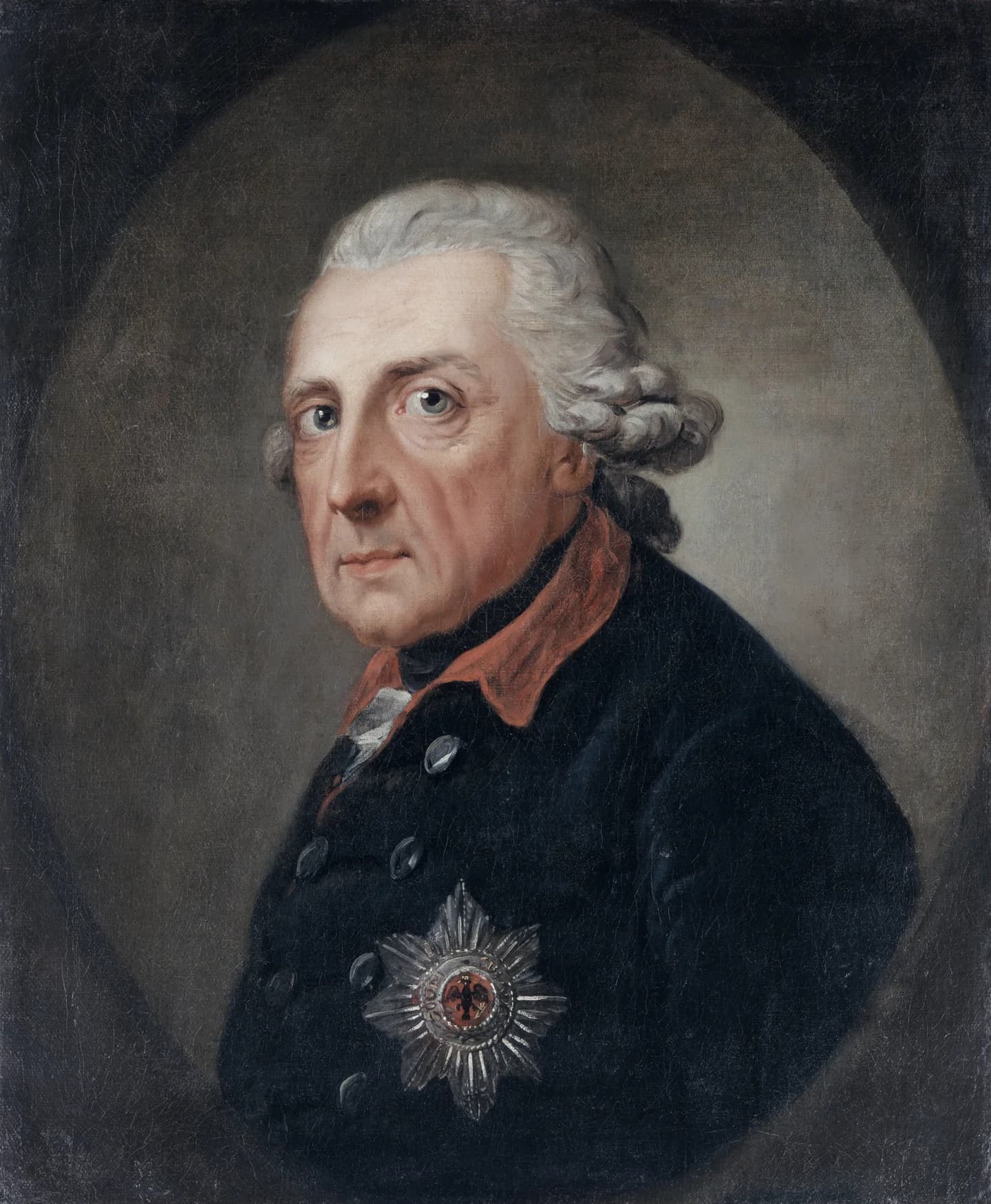 Frederick II of Prussia, painted by Anton Graff between 1781 and 1786. A historical portrait reproduced through Wikimedia Commons.