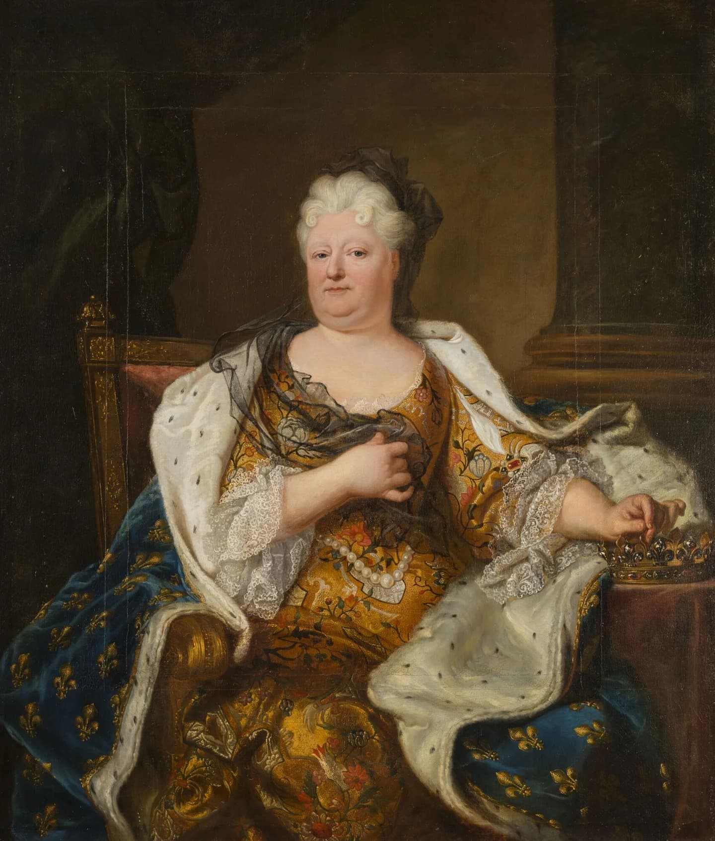Elisabeth Charlotte, Duchess of Orléans, after Hyacinthe Rigaud, around 1713. This Versailles version is a historical painted copy, reproduced through Wikimedia Commons.