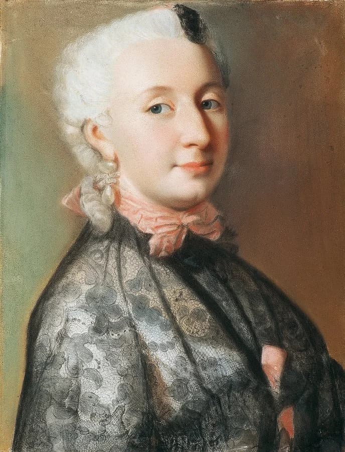 Wilhelmine of Bayreuth, portrayed by Jean-Étienne Liotard around 1745. Historical artwork held at the Neues Schloss Bayreuth, reproduced through Wikimedia Commons.