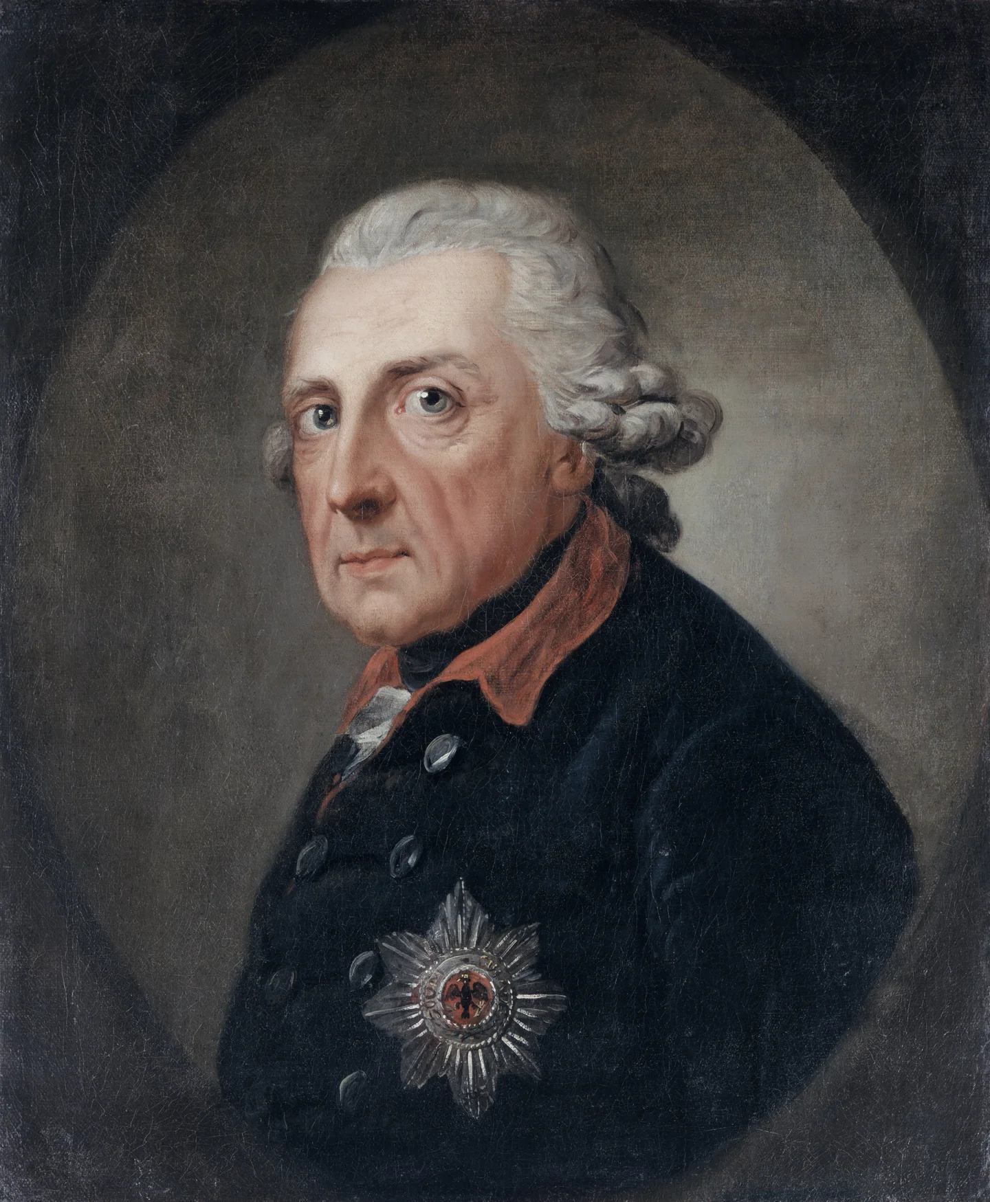 Frederick II of Prussia, painted by Anton Graff between 1781 and 1786. A historical portrait reproduced through Wikimedia Commons.