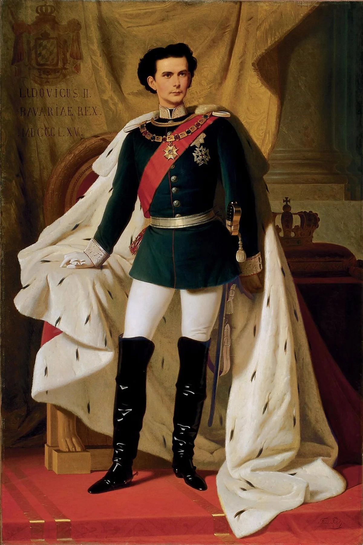 Ludwig II in general’s uniform and coronation mantle, 1865. Ferdinand von Piloty; King Ludwig II Museum, Herrenchiemsee.